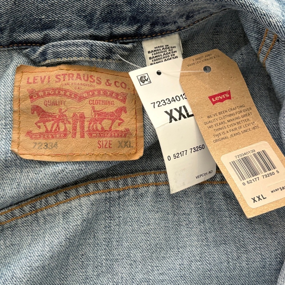 Levis 72334 Mens XXL Light Wash Blue Denim Trucker Jacket NWT Western - Picture 3 of 12